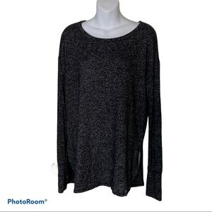 Athleta Black White Speckled Long Sleeve Top M